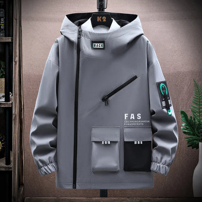 Men's Pilot Hooded Zipper Jacket Loose Pullover Front Pocket Velvet Coat