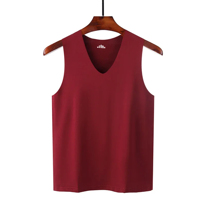 Mens Seamless Silk Tank Tops Vest Sleeveless Sport Undershirts, Cool, Gym