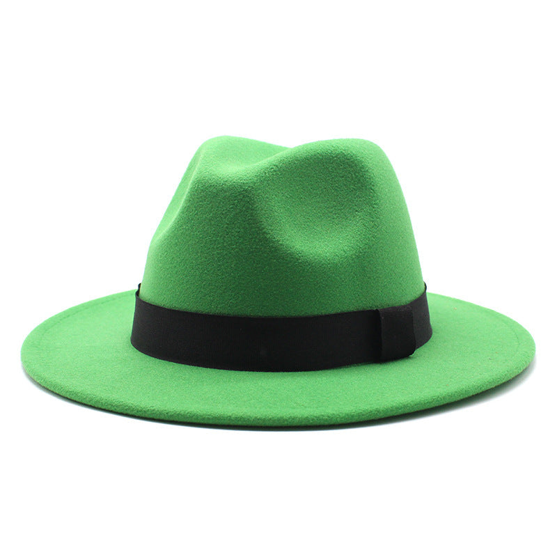 New Panama Flat Brim Fedora Hat Woolen Hat Men's And Women's Hats