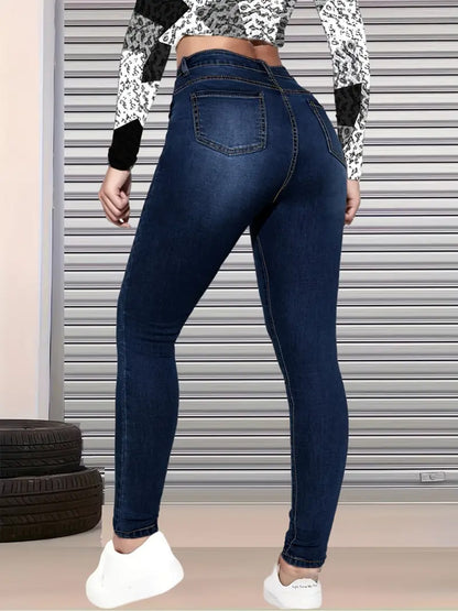 Women's High Waisted Ripped Tight Fitting Jeans