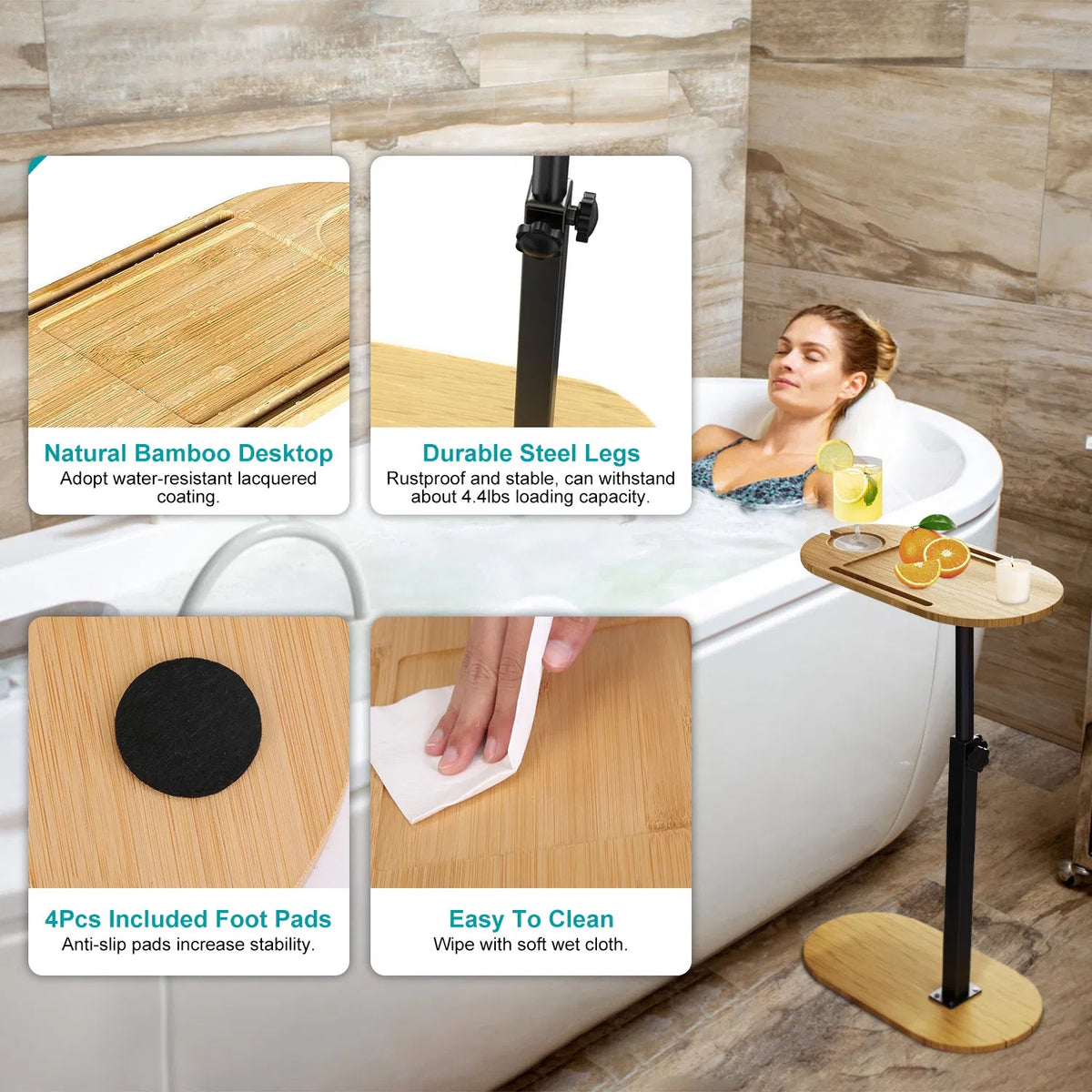 Liftable Bath Tub Table Tray