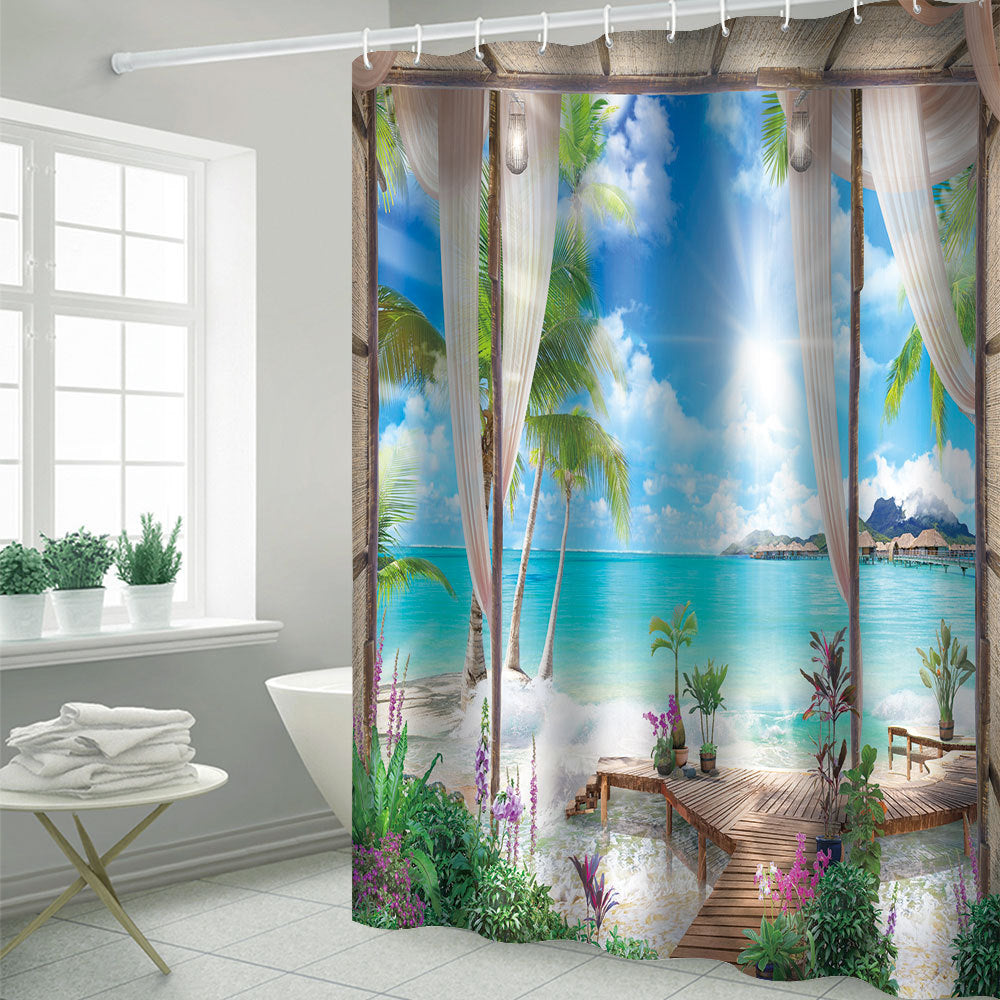Geometric Tile Shower Curtain Set