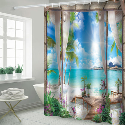 Geometric Tile Shower Curtain Set