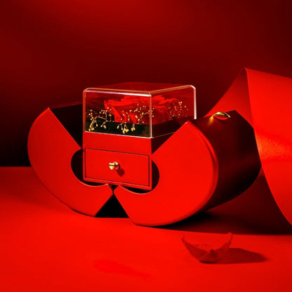 Red Fashion Jewelry Box With Rose And Pendant