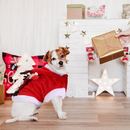 1Pc Pet Christmas Clothes Santa Claus Reindeer Antlers Costume