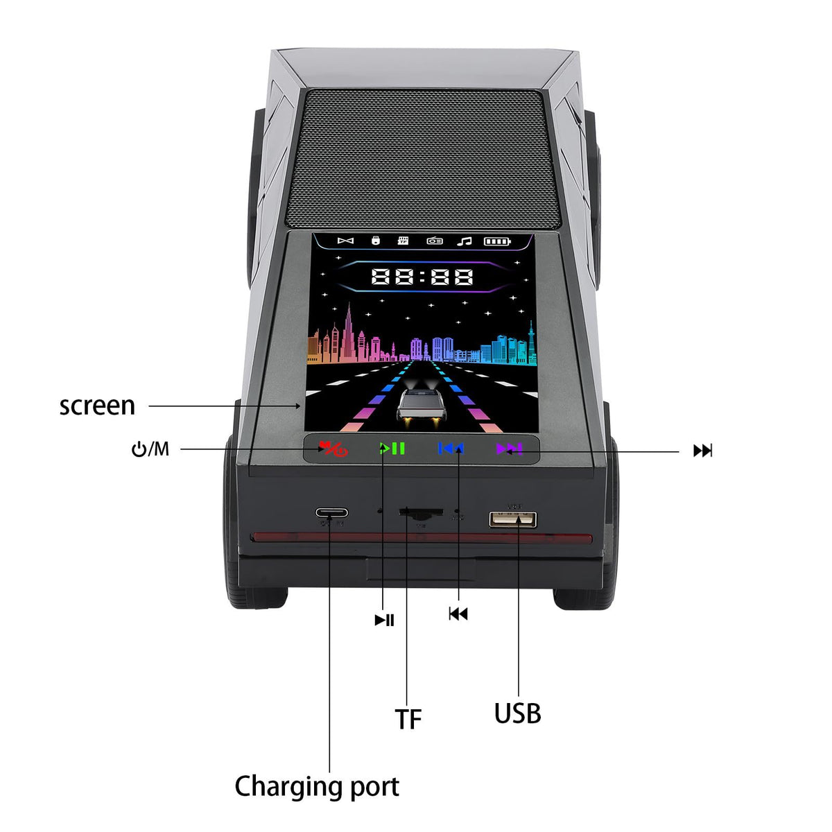 Bluetooth Pickup Truck Portable Speaker With Display