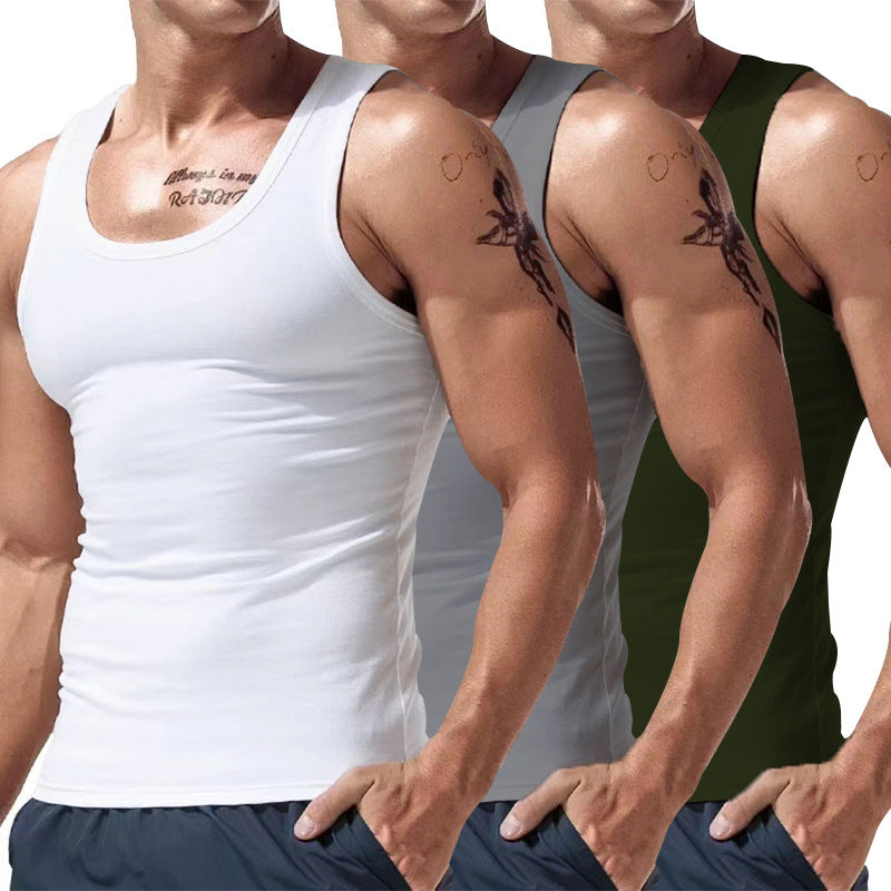 Men's Summer Multicolor 3Pc Short Sleeve Tank Tops