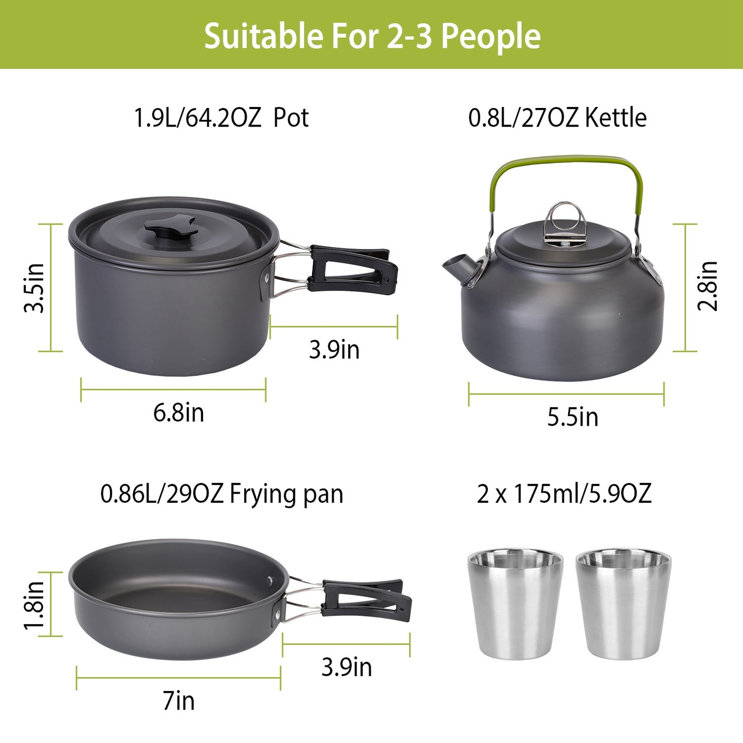 12Pc Camping Cookware Aluminum Set