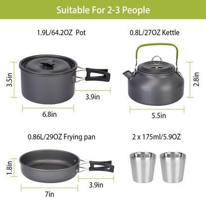 12Pc Camping Cookware Aluminum Set