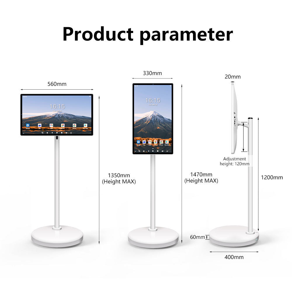 24 Inch Touch Screen Smart TV Android OS 128GB Rotation Monitor Built-in Battery With 13MP Camera