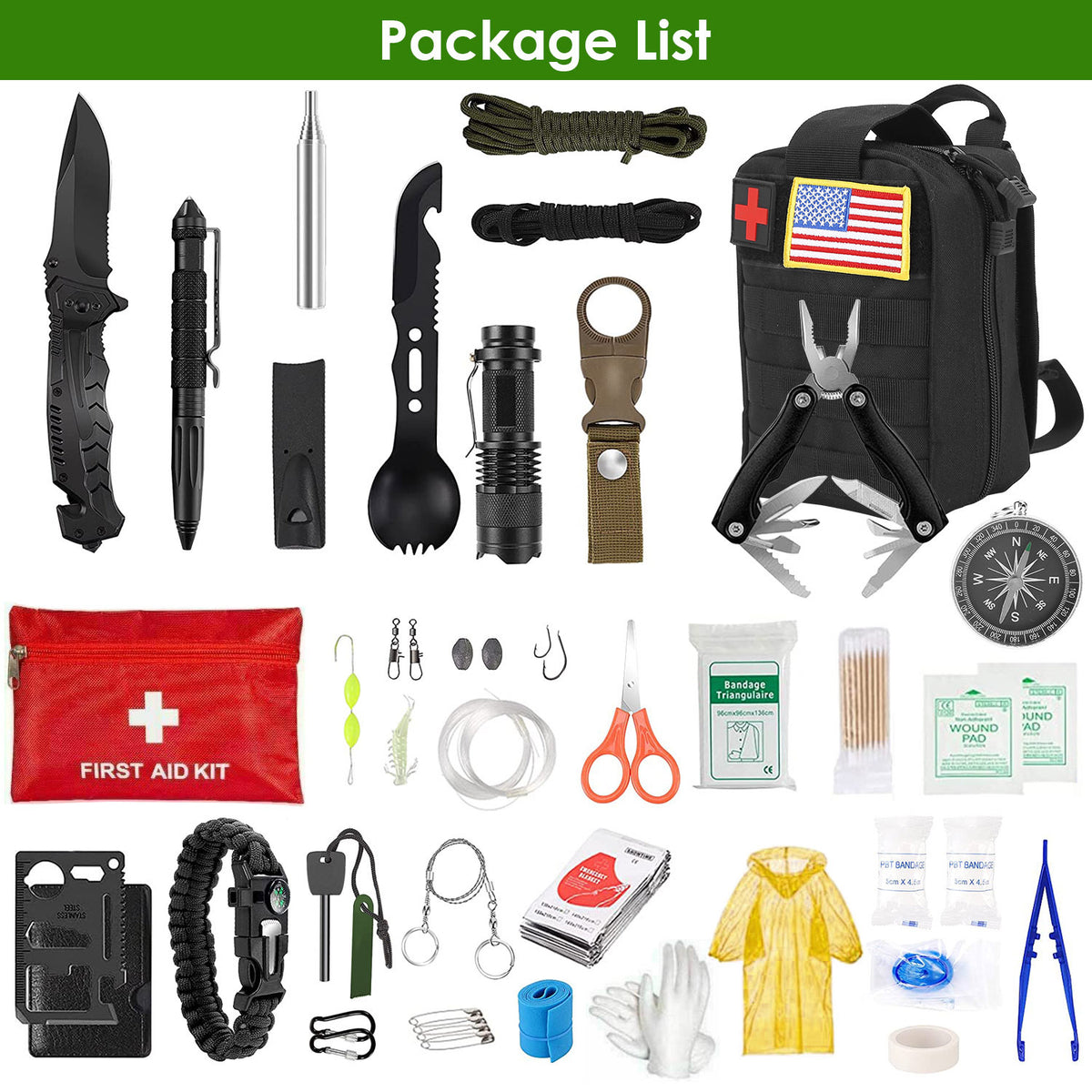 47Pcs Emergency Survival Kit