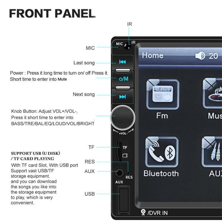 Car Stereo Autoradio 7-inch Touch Screen Radio