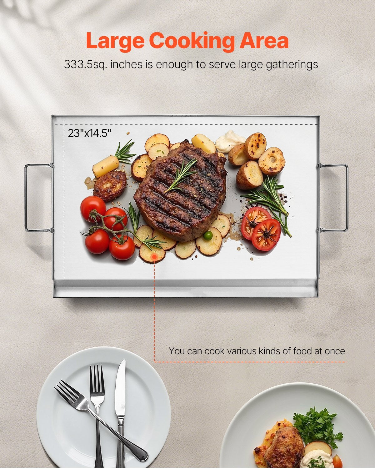 23x16 In Flat Top Griddle Stainless Steel