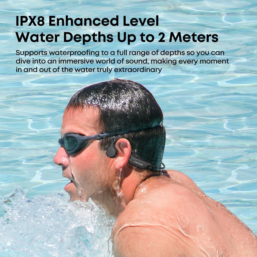 Waterproof Bluetooth 5.4 Headphones with 32GB TF Card – IPX-8, ENC Noise Cancellation, 15-Hr Battery