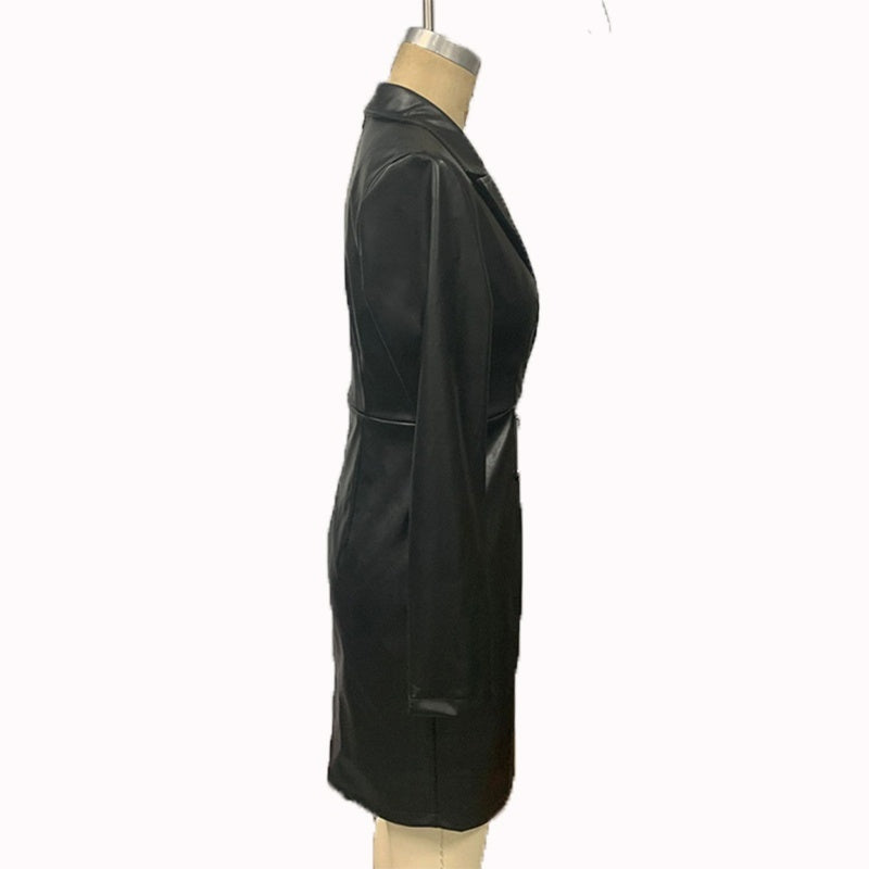 Women's Faux Leather Blazer Dress